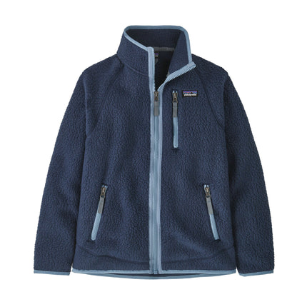 Patagonia Kids' Retro Pile Fleece Jacket Navy Light Plume Grey